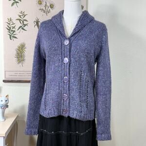 Vintage 90s Y2k Purple Multi Collared Cardigan Sweater Whimsy Twee Whimsigoth S